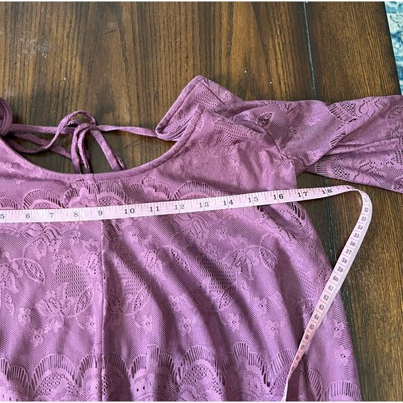 Alter'd State Dress Purple Scoop Long Sleeve Lace Mini Shift Western Festival Sm - Picture 6 of 10